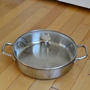 Wolfgang Puck 11" Casserole Stainless Steel Pot Pan With Glass Lid